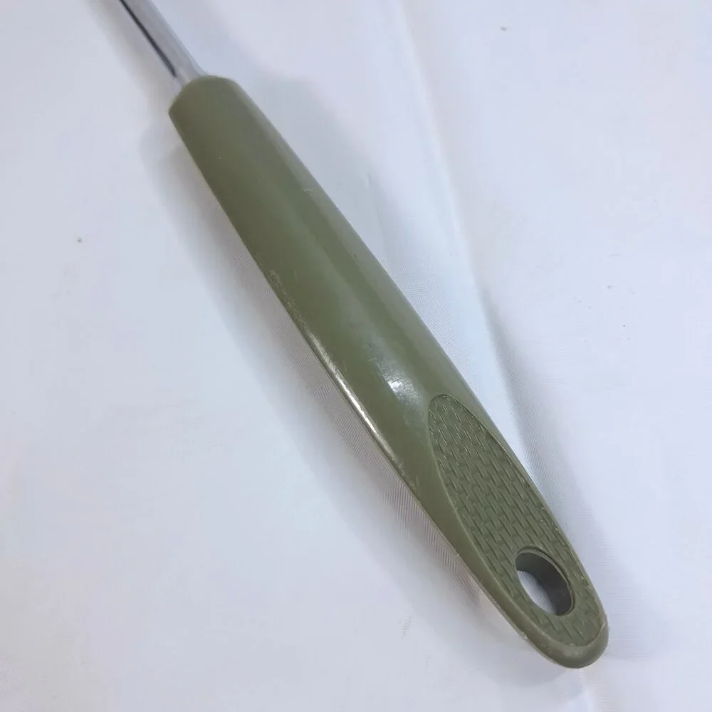 Vintage EKCO USA Chromium Plated Slotted Spatula turner Avocado‎ Green Handle